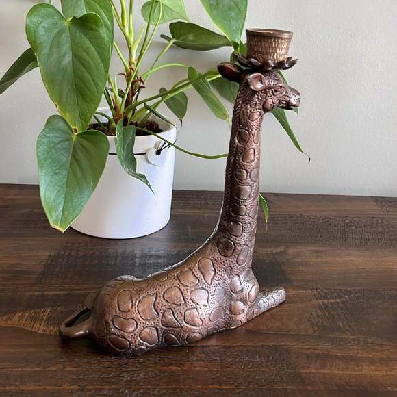 Anthro Old Flame Candle Co. Vintage Bronze Giraffe Taper Candle Holder $158 - Picture 2 of 6